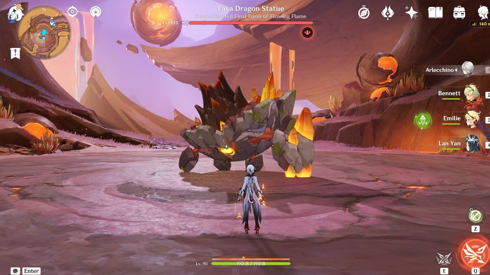 You can only use mono-Pyro or Burning teams against the Lava Dragon Statue boss (Image via HoYoverse)